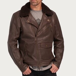 Harley-Davidson Maverick Leather Biker Jacket Brown Java Like New